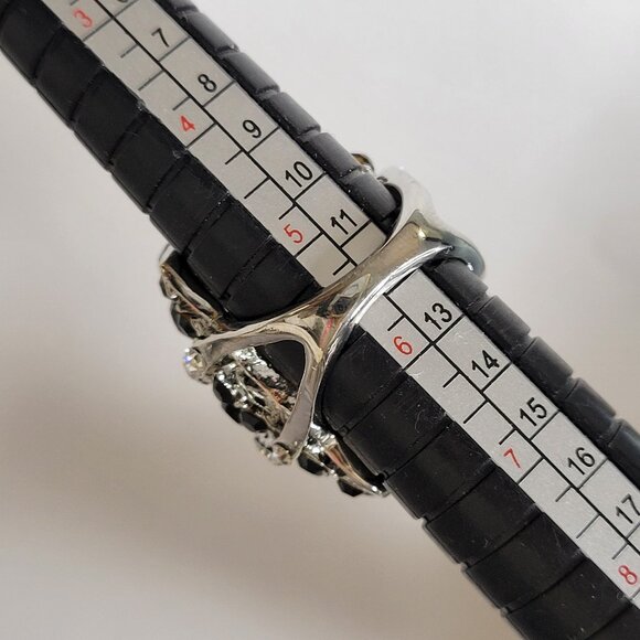 Flamboyant Black and Crystal Cocktail Fashion Ring - Picture 13 of 13